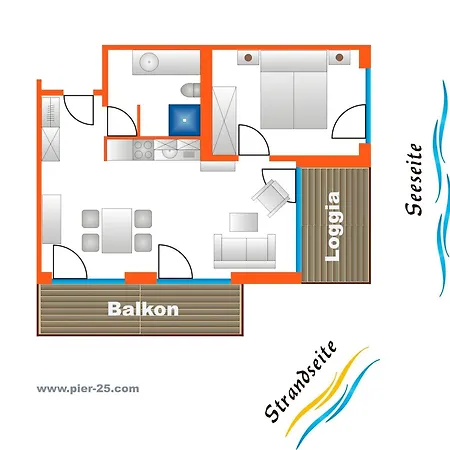 25, Pier 25, Apartmenthaus Hafenspitze Blickrichtung Offene Seestrand 公寓